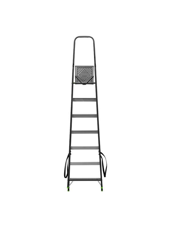 Стремянка, 7 ступеней, стальной профиль, алюминиевые ступени Россия Сибртех