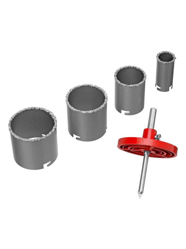 Набор коронок по керамической плитке, 33-53-67-73 мм, шестигранный хвостовик Matrix