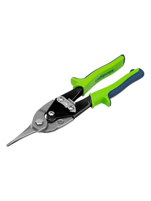 Ножницы по металлу, 250 мм, прямой рез, сталь С55, двухкомпонентные рукоятки СИБРТЕХ