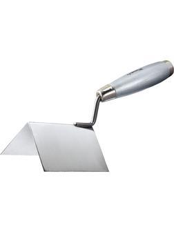 Мастерок из нержавеющей стали, 80 х 60 х 60 мм, для внешних углов, деревянная ручка Matrix