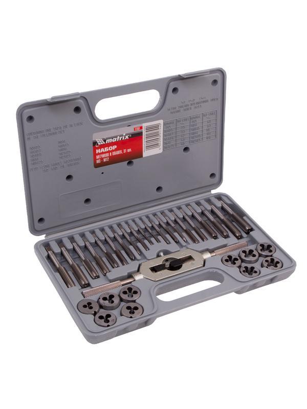 Набор метчиков и плашек М3-М12, 31 предмет Matrix