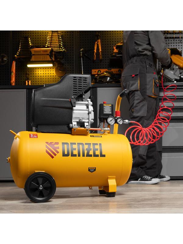 Компрессор воздушный, прямой привод DC1500/50, 1.5 кВт, 50 литров, 220 л/мин Denzel
