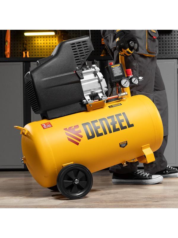 Компрессор воздушный, прямой привод DC1500/50, 1.5 кВт, 50 литров, 220 л/мин Denzel
