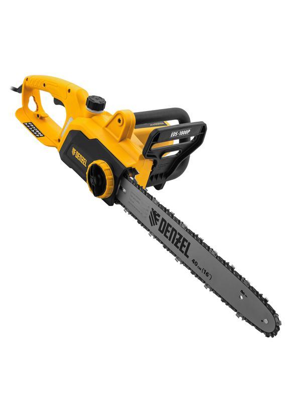 Пила цепная электрическая EDS-1800P, 1.8 кВт,поперечная, шина 40 см, шаг 3/8, паз 1.3 мм, 57 звеньев Denzel