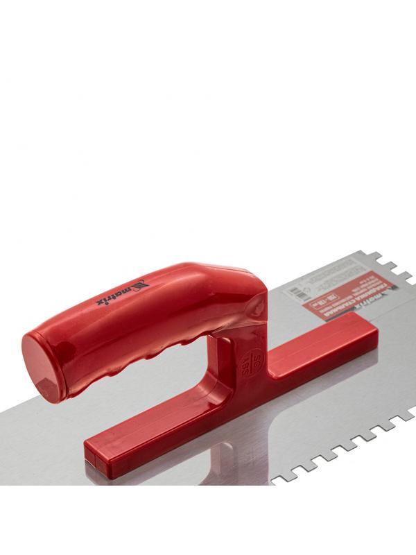 Гладилка из нержавеющей стали, 280 х 130 мм, зеркальная полировка, пластмассовая ручка, зуб 6 х 6 мм Matrix