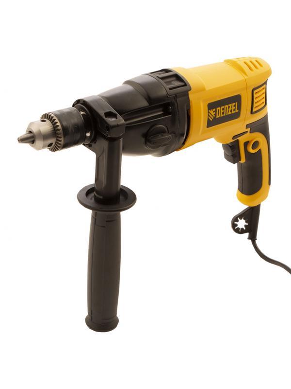 Дрель ударная ID-1050-2, 1050 Вт, 0-3000/0-1100 об/мин, 0-48000/0-17600 уд/мин, 2 скорости Denzel