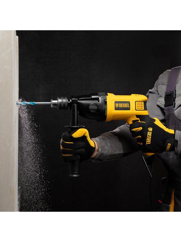 Дрель ударная ID-1050-2, 1050 Вт, 0-3000/0-1100 об/мин, 0-48000/0-17600 уд/мин, 2 скорости Denzel