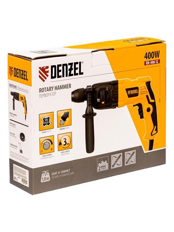 Перфоратор электрический RH-400-12, SDS-plus, 400 Вт, 1.2 Дж, 2 режима Denzel