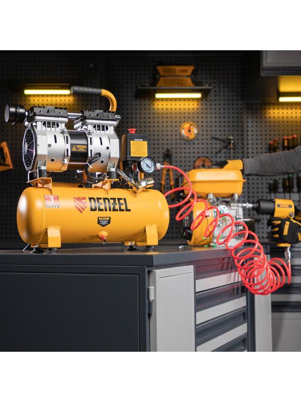 Компрессор DLS650/10 безмаслянный малошумный 650 Вт, 120 л/мин, ресивер 10 л Denzel
