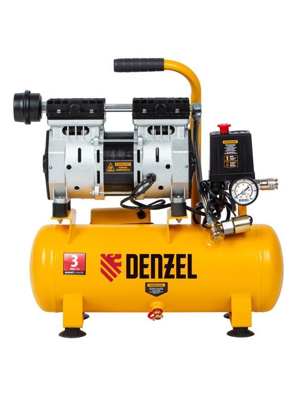 Компрессор DLS650/10 безмаслянный малошумный 650 Вт, 120 л/мин, ресивер 10 л Denzel