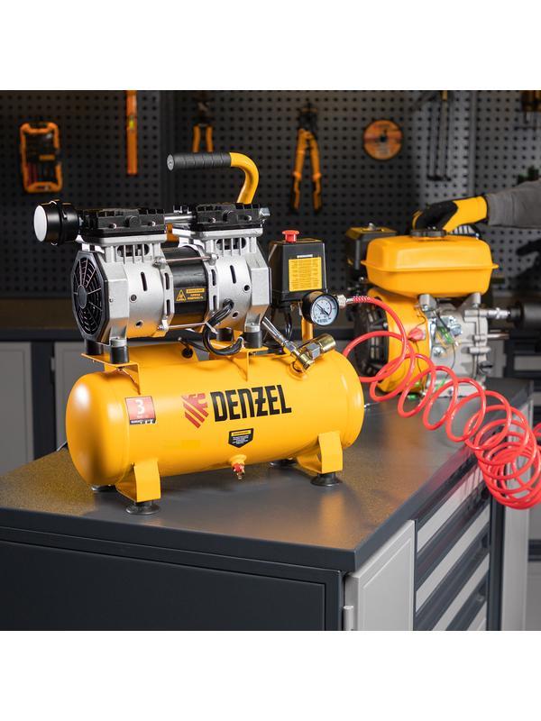 Компрессор DLS650/10 безмаслянный малошумный 650 Вт, 120 л/мин, ресивер 10 л Denzel