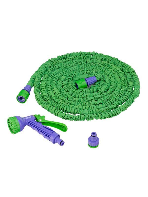 Набор поливочный, усиленый растягивающийся шланг 15 м, 7 режимов пистолет, соединитель, адаптер Palisad
