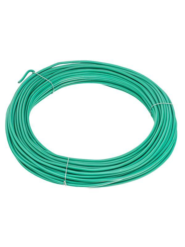 Проволока для подвязки, стальная в ПВХ (зеленый) 25 м, внутр. 1.6 мм / внеш. 3 мм Сибртех