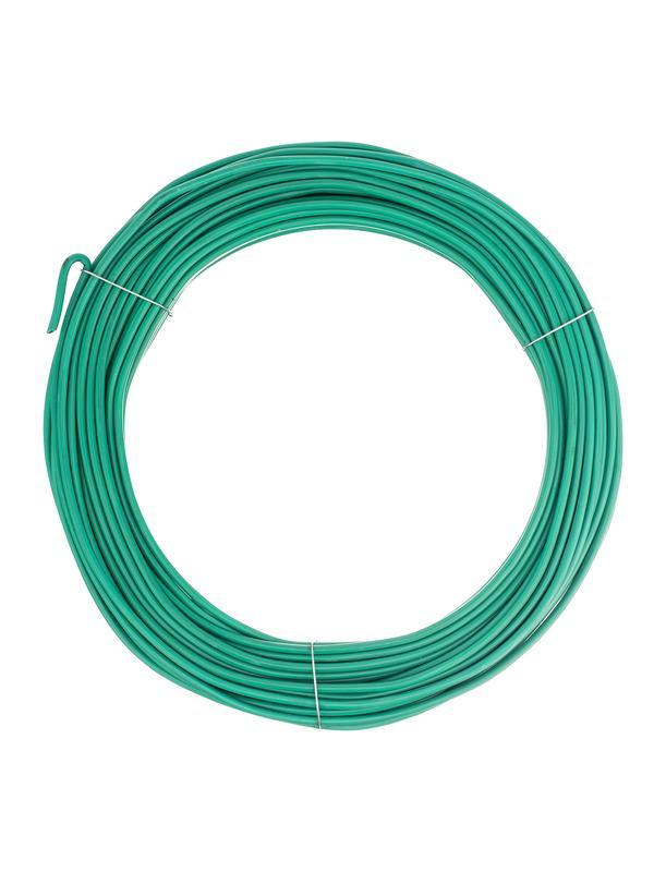 Проволока для подвязки, стальная в ПВХ (зеленый) 25 м, внутр. 1.6 мм / внеш. 3 мм Сибртех