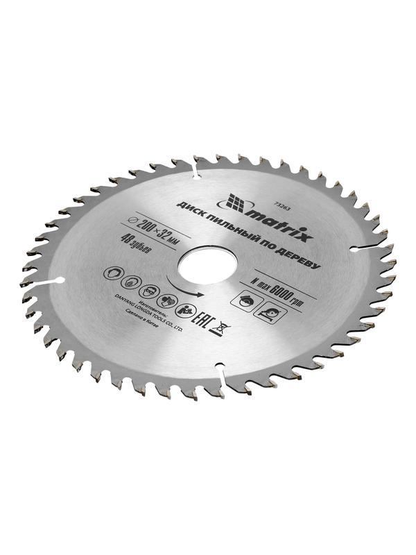 Пильный диск по дереву, 200 х 32 мм, 48 зубьев, кольцо 30/32 Matrix Professional