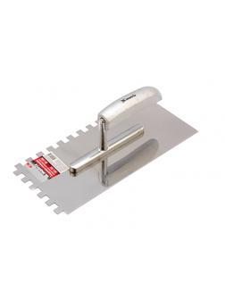 Гладилка из нержавеющей стали, 280 x 130 мм, деревянная ручка, зуб 10 x 10 мм Matrix