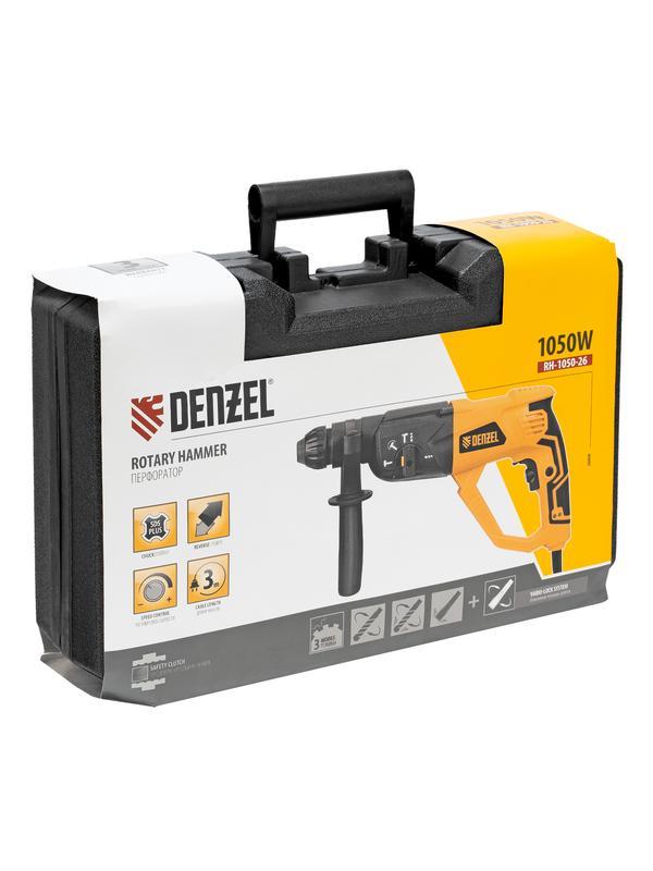 Перфоратор электрический RH-1050-26, SDS-plus, 1050 Вт, 3.2 Дж, 3 плюс 1 режим Denzel