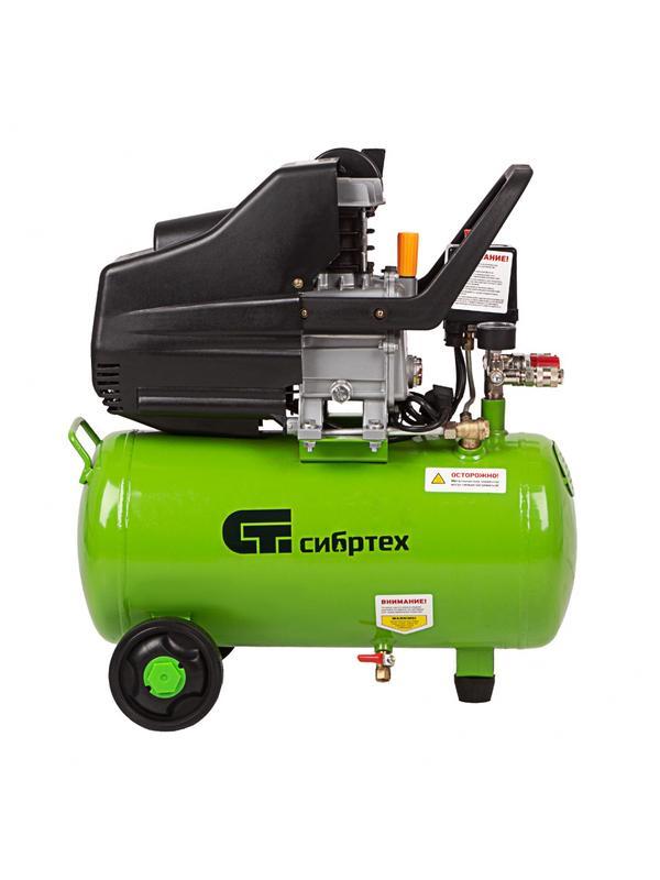 Компрессор воздушный КК-1500/24, 1.5 кВт, 198 л/мин, 24 л, прямой привод, масляный Сибртех