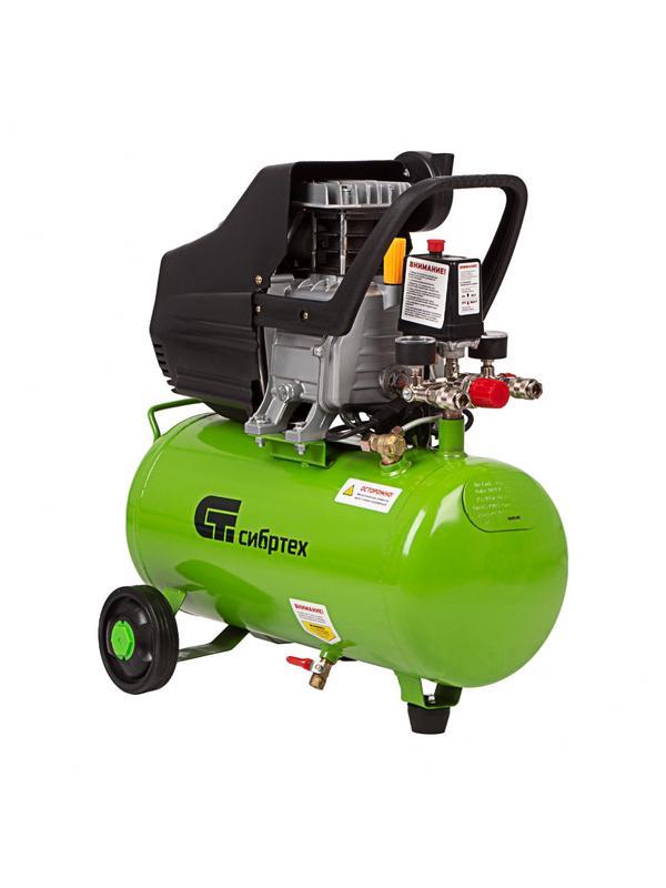 Компрессор воздушный КК-1500/24, 1.5 кВт, 198 л/мин, 24 л, прямой привод, масляный Сибртех