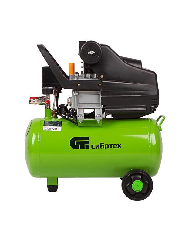 Компрессор воздушный КК-1500/24, 1.5 кВт, 198 л/мин, 24 л, прямой привод, масляный Сибртех