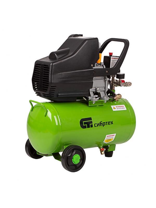 Компрессор воздушный КК-1500/24, 1.5 кВт, 198 л/мин, 24 л, прямой привод, масляный Сибртех
