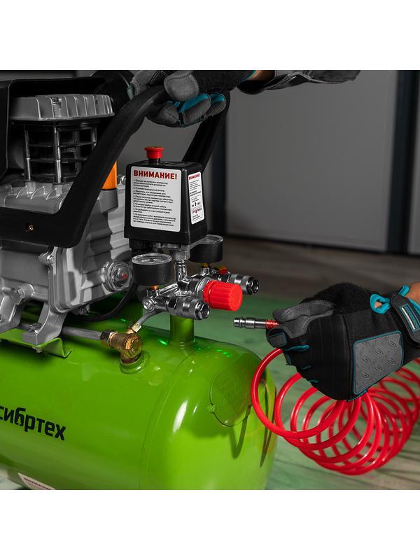 Компрессор воздушный КК-1500/24, 1.5 кВт, 198 л/мин, 24 л, прямой привод, масляный Сибртех