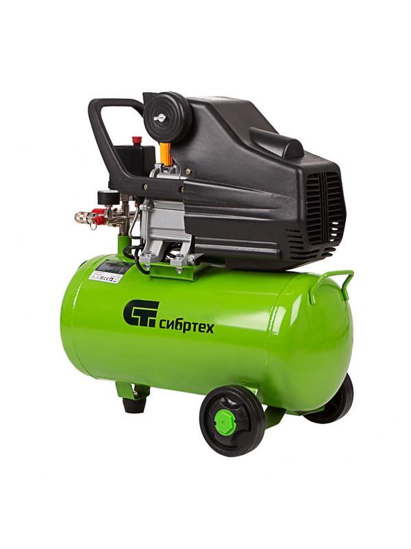 Компрессор воздушный КК-1500/24, 1.5 кВт, 198 л/мин, 24 л, прямой привод, масляный Сибртех