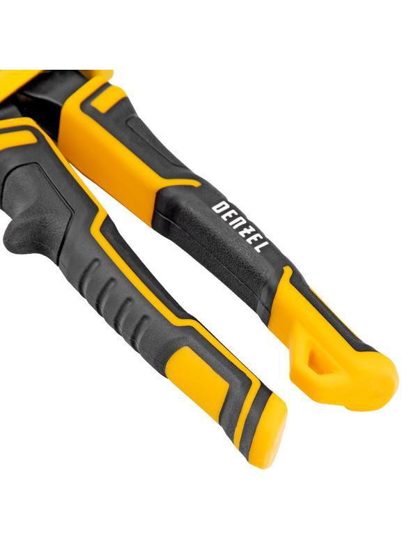 Ножницы по металлу, 315 мм, прямой проходной рез, сталь-CrMo, трехкомпонентные рукоятки Denzel