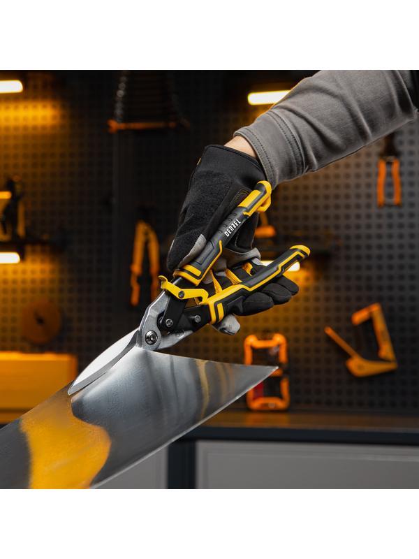 Ножницы по металлу, 315 мм, прямой проходной рез, сталь-CrMo, трехкомпонентные рукоятки Denzel