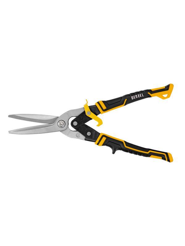 Ножницы по металлу, 315 мм, прямой проходной рез, сталь-CrMo, трехкомпонентные рукоятки Denzel