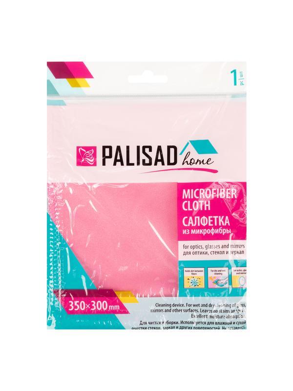 Салфетка из микрофибры для оптики, стекол и зеркал, 350 x 300 мм, коралловая, Home Palisad