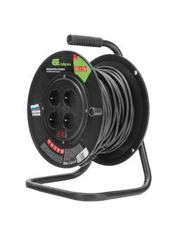 Удлинитель силовой 25 м, 16А, тип УХз16, ПВС, на кабельной катушке, 4 розетки, Россия Сибртех