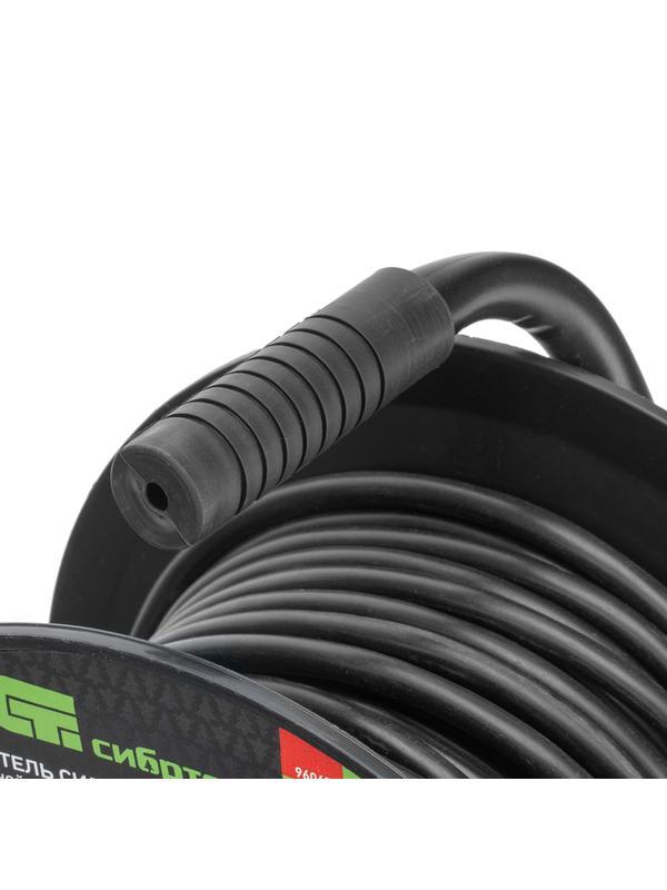 Удлинитель силовой 25 м, 16А, тип УХз16, ПВС, на кабельной катушке, 4 розетки, Россия Сибртех