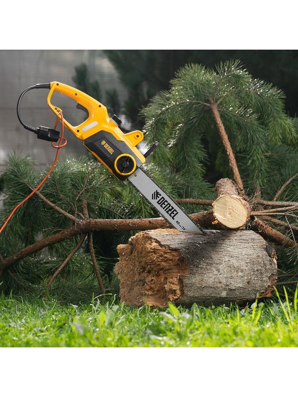 Пила цепная электрическая EDS-2000P, 2 кВт,поперечная, шина 40 см, шаг 3/8, паз 1.3 мм, 57 звеньев Denzel