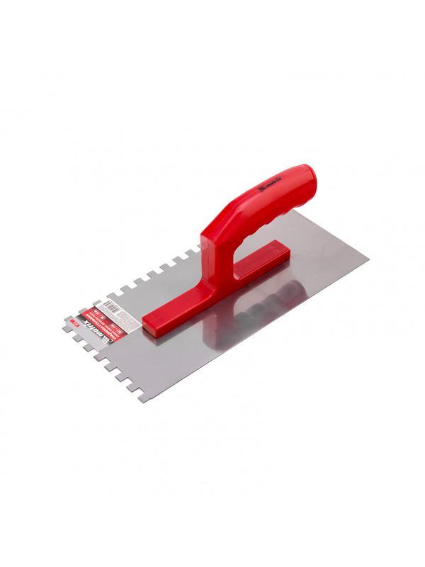 Гладилка стальная, 280 x 130 мм, зеркальная полировка, пластмастмассовая ручка, зуб 8 x 8 мм Matrix