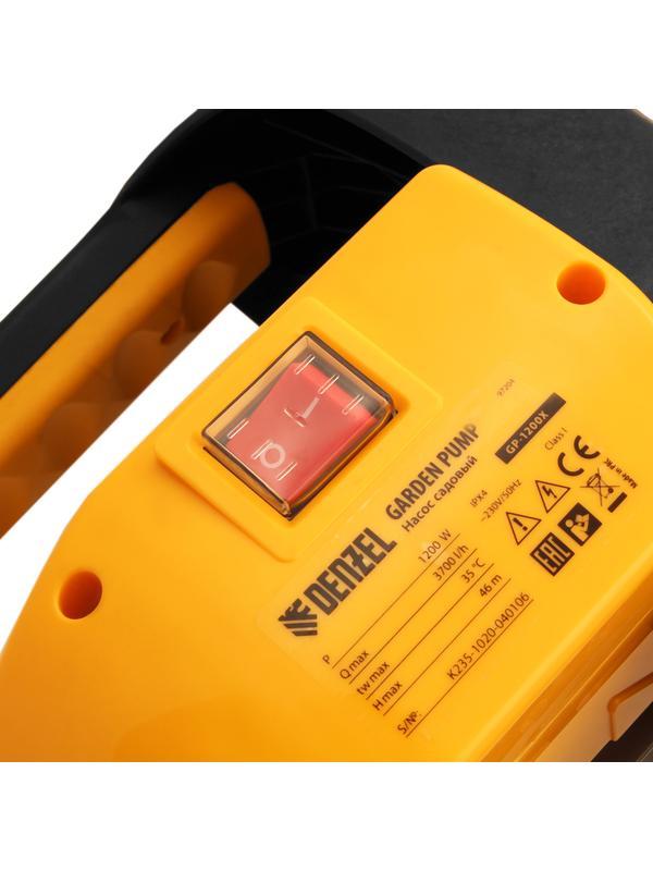 Садовый поверхностный насос GP1200Х, 1200 Вт, 3700 л/ч, подъем 46 м, нержавейка Denzel