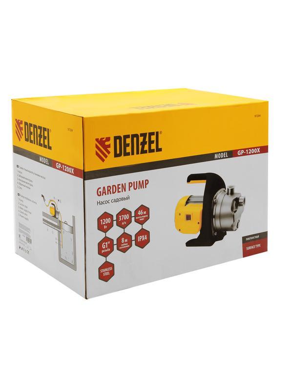 Садовый поверхностный насос GP1200Х, 1200 Вт, 3700 л/ч, подъем 46 м, нержавейка Denzel