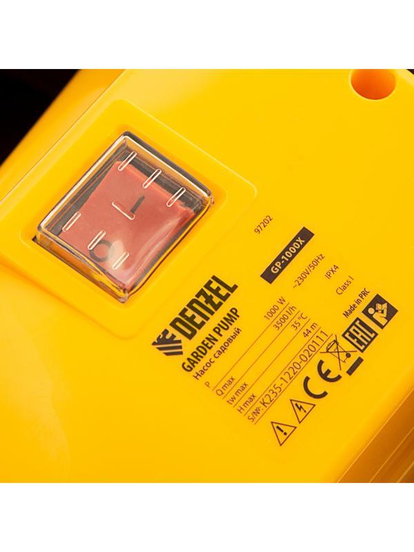 Садовый поверхностный насос GP 1000Х, 1000 Вт, 3500 л/ч, подъем 44 м, нержавейка Denzel