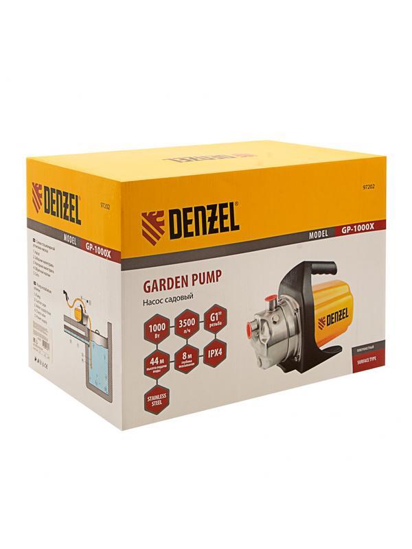 Садовый поверхностный насос GP 1000Х, 1000 Вт, 3500 л/ч, подъем 44 м, нержавейка Denzel