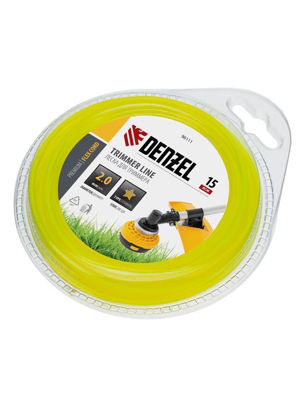 Леска для триммера, звезда 2 мм х 15 м, блистер Flex cord Denzel