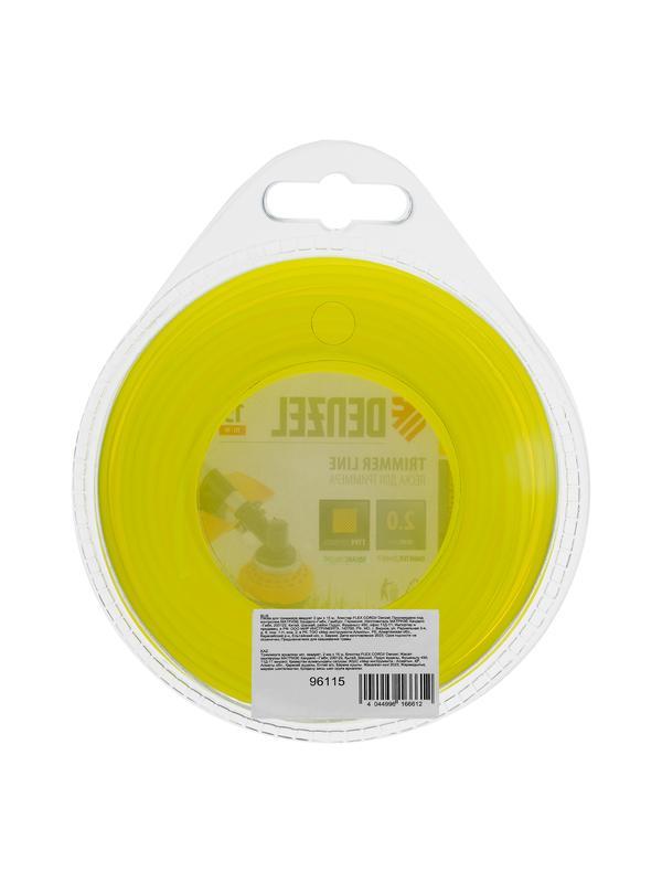 Леска для триммера, квадрат 2 мм х 15 м, блистер Flex cord Denzel