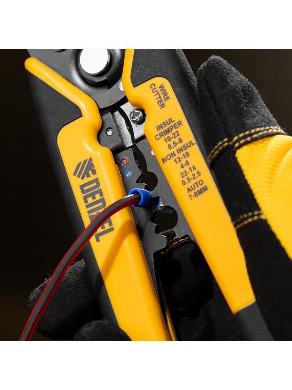 Щипцы для зачистки электропроводов 0,2-6 мм2, функция обрезания проводов// Denzel