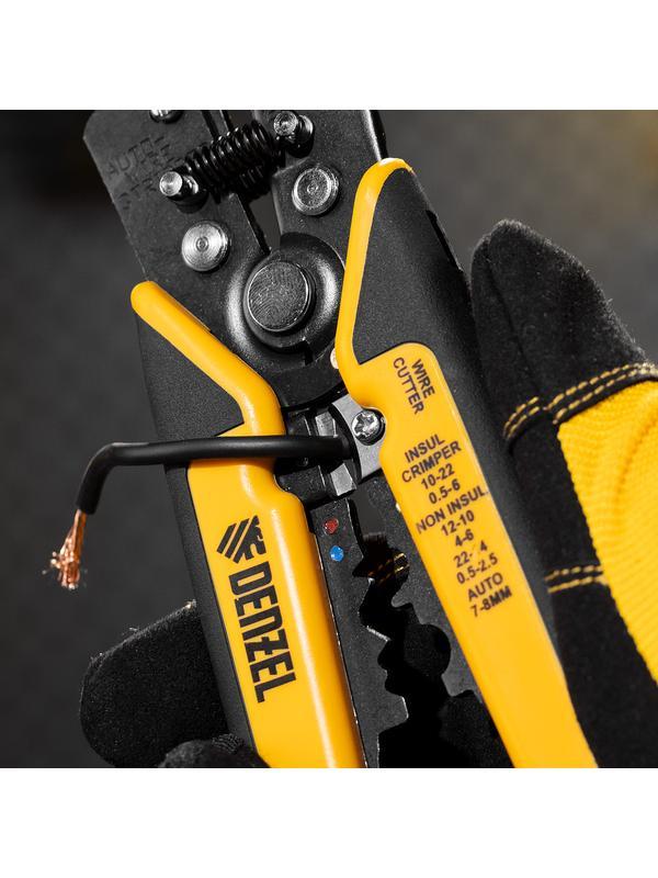 Щипцы для зачистки электропроводов 0,2-6 мм2, функция обрезания проводов// Denzel