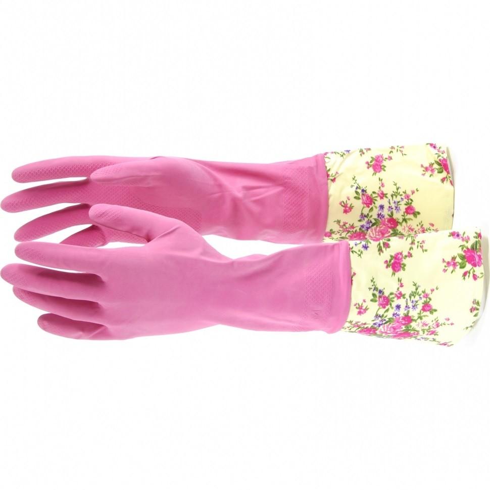 Перчатки хозяйственные латексные с манжетой, M, Elfe