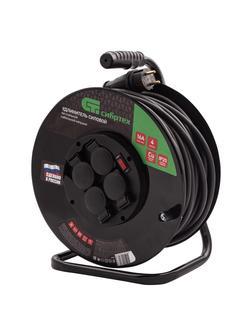 Удлинитель силовой 50 м, 16А, тип УХз16, КГ 3 x 2.5 мм, на стальной катушке, 4 розетки Сибртех