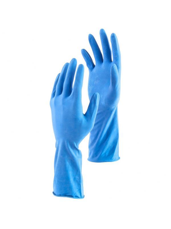 Перчатки хозяйственные латексные c двойным хлопковым напылением, S, Сибртех