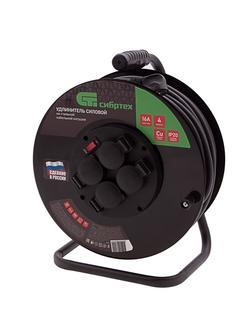 Удлинитель силовой 50 м, 16А, тип УХз16, КГ 3 x 1.5 мм, на стальной катушке, 4 розетки Сибртех