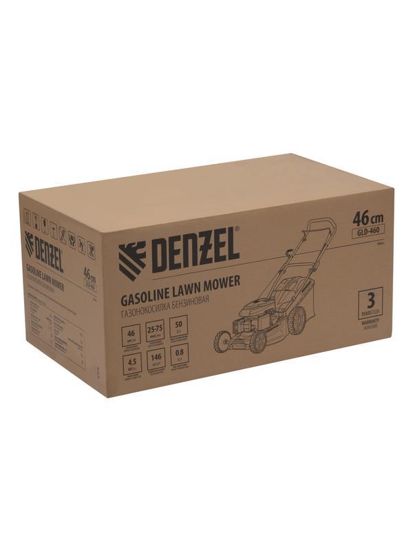 Газонокосилка бензиновая GLD-460, 146 куб.см, ширина 46 см, ручная, 7 уровней, травосборник 50 л Denzel