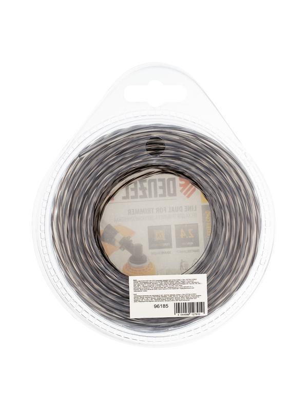 Леска двухкомпонентная для триммера квадратная витая, 2.4 мм х 15 м, EXTRA CORD Denzel