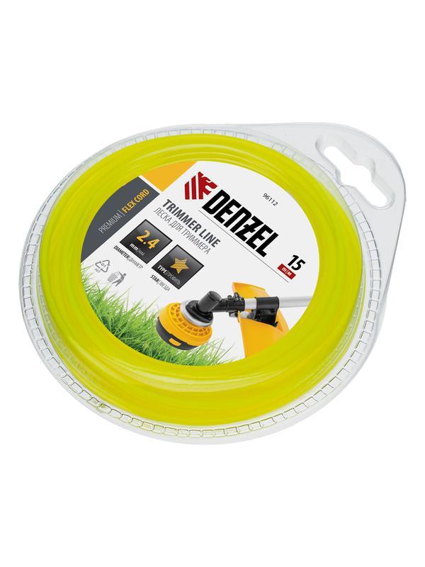 Леска для триммера, звезда 2.4 мм х 15 м, блистер Flex cord Denzel